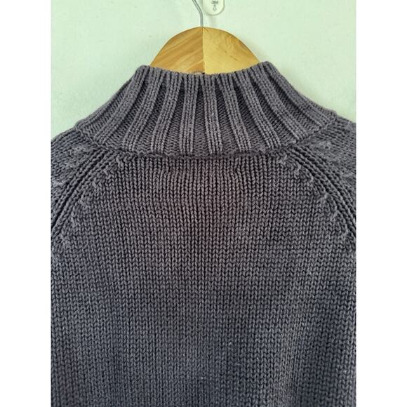 Lands End Navy Blue Chunky Full Zip Mock Neck Women’s Cardigan Sweater Small 6-8 - Picture 6 of 9